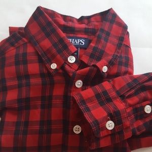 Champs Easy Care dark red & navy plaid shirt